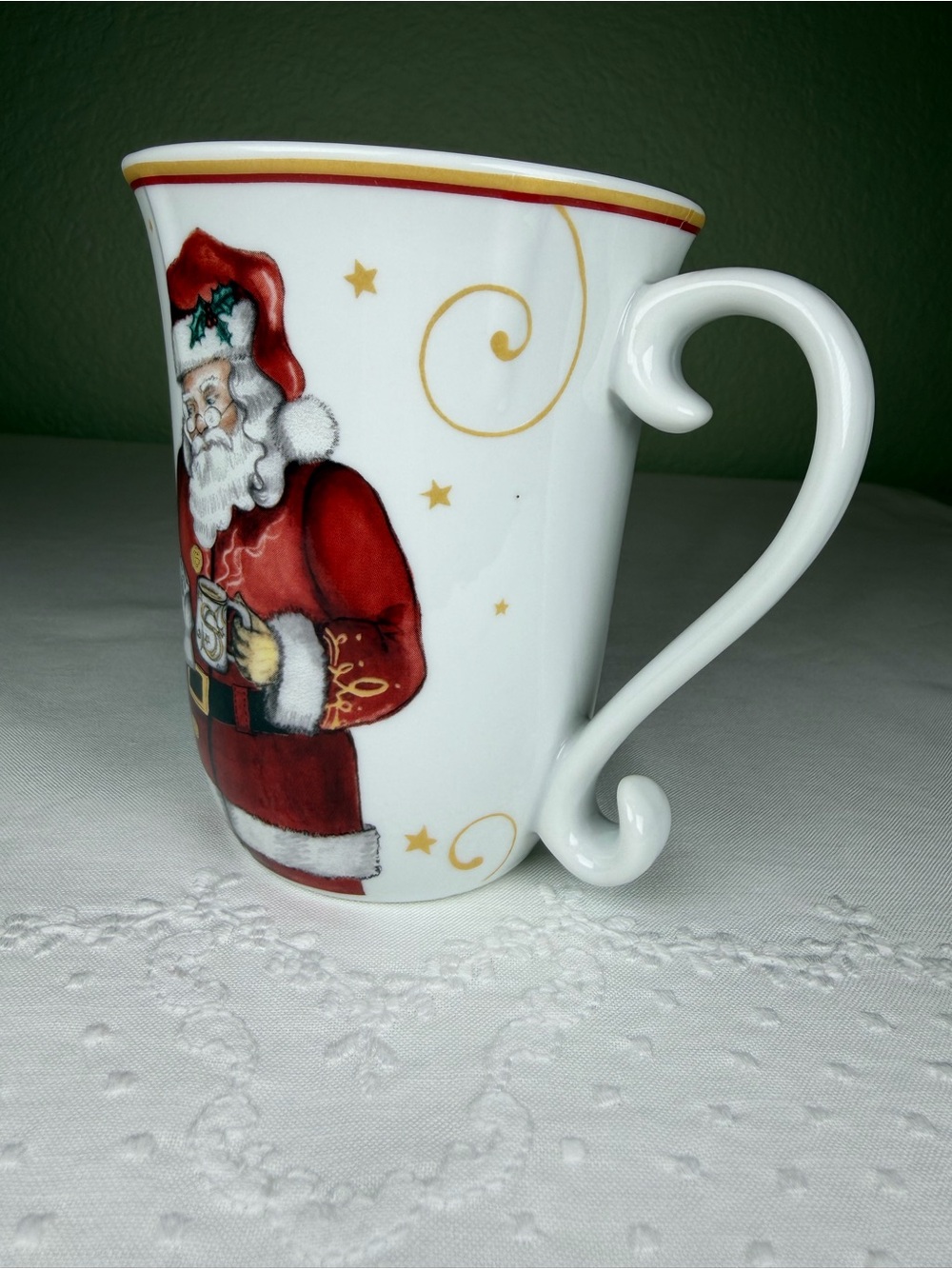 Williams-Sonoma Santa Christmas Mug Holiday Porcelain Curved Handle Collectible - Picture 5 of 9